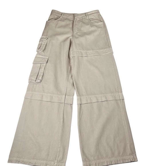 Zara High Rise Baggy Cargo Wide Leg Denim Pants - Picture 8 of 11